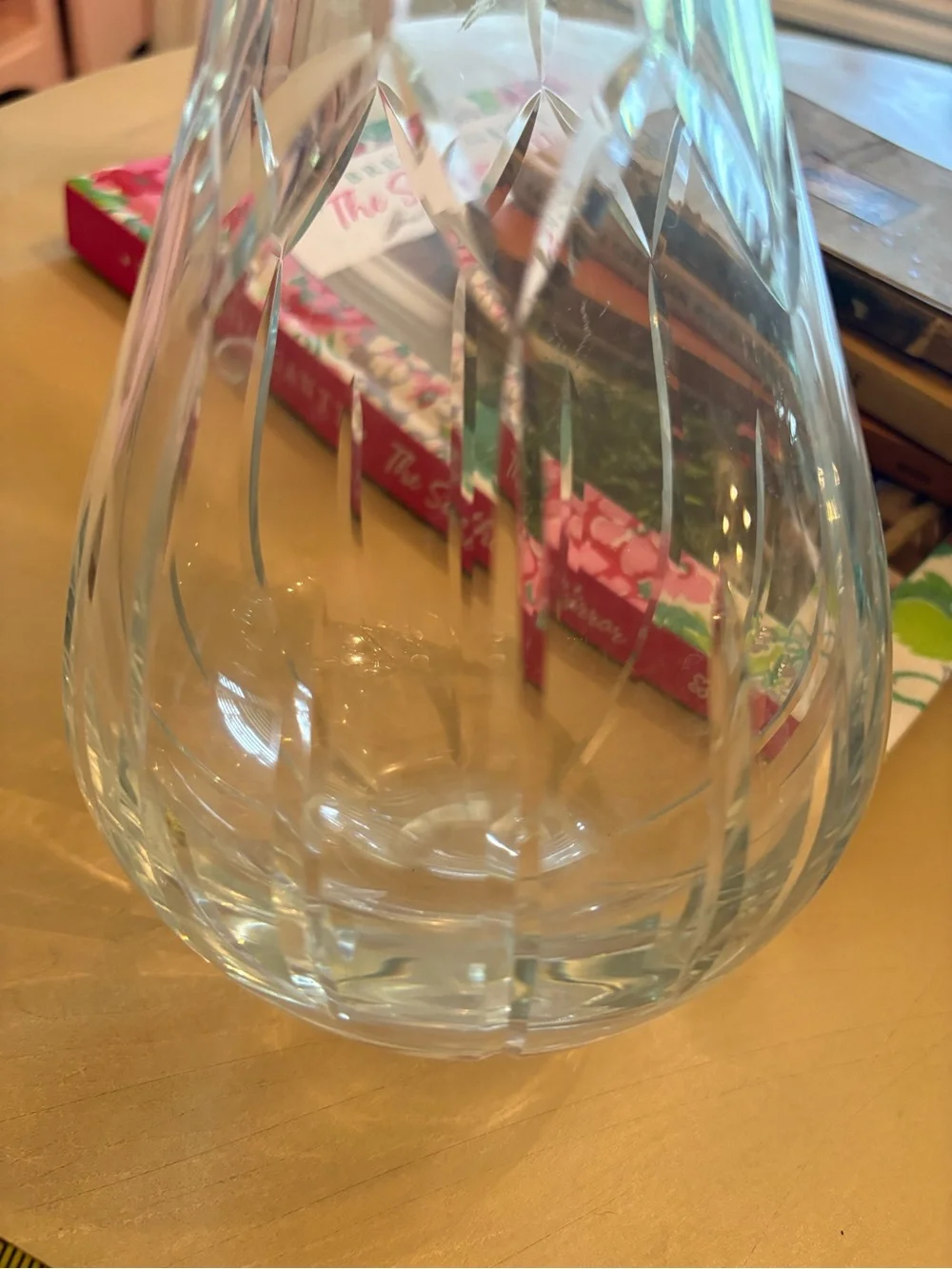 Clear Glass Carafe with Diamond-Cut Accent